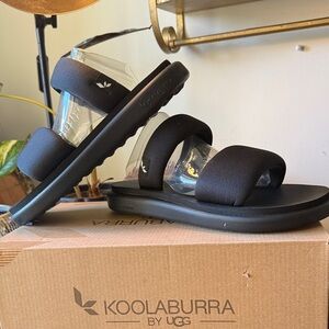Koolaburra by UGG Black Padded Double-Strap Slide Sandals